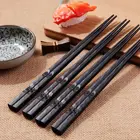 1 пара палочек для еды из сплава для суши Нескользящие многоразовые Кухонные гаджеты японскийкитайский стиль хороший подарок черныйбелый
