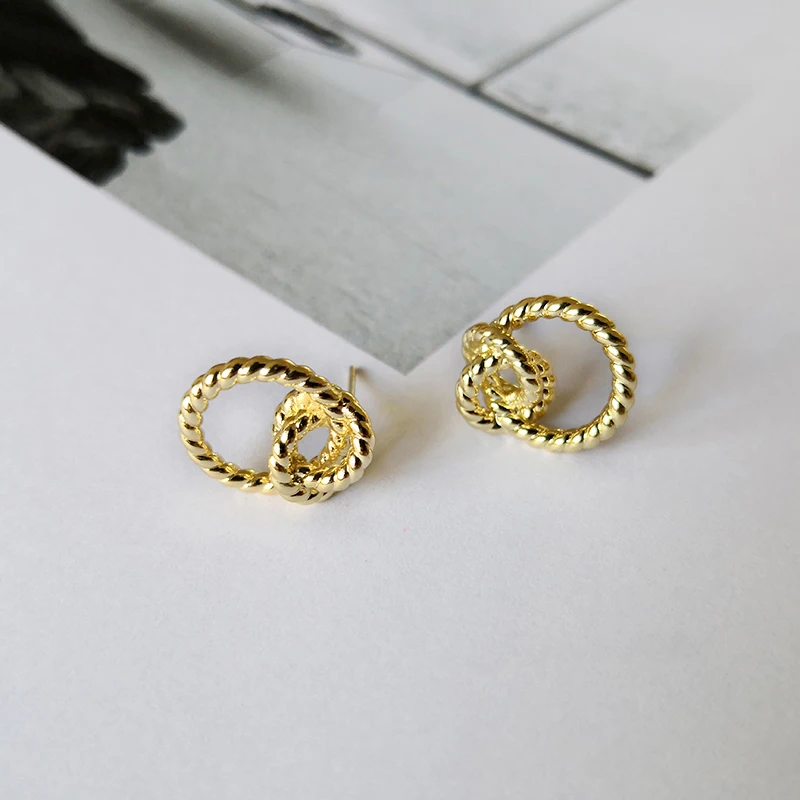 Peri'sBox Gold Twisted Hoop Earrings Elegant Rope with Double Small Hoops Triple Circle Minimalist for Women | Украшения и