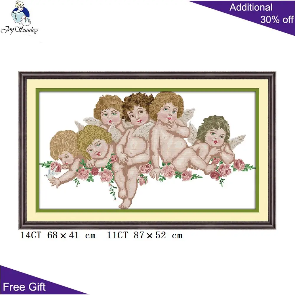 Joy Sunday замечательные подарки маленькие ангелы вышивка крестиком R925 14CT 11CT
