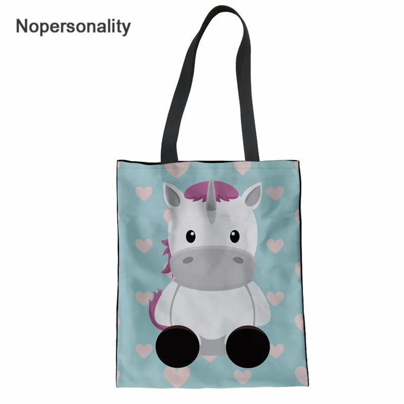 

Nopersonality с забавным мультипликационным принтом животных с изображением коровы Женские хлопковая хозяйственная сумка-тоут сумки Повседневн...