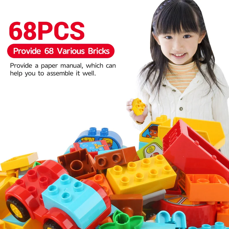 

Big Particle City Car Blocks House Sets Big Size Building Blocks Compatible Bricks Kids Diy Educational Toys for Child Xmas Gift
