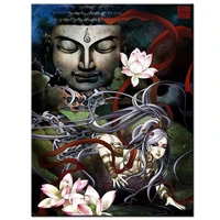 5d diy diamond painting lotus buddha anime fairy picture of rhinestone mosaic embroidery full square round drill home decor i124