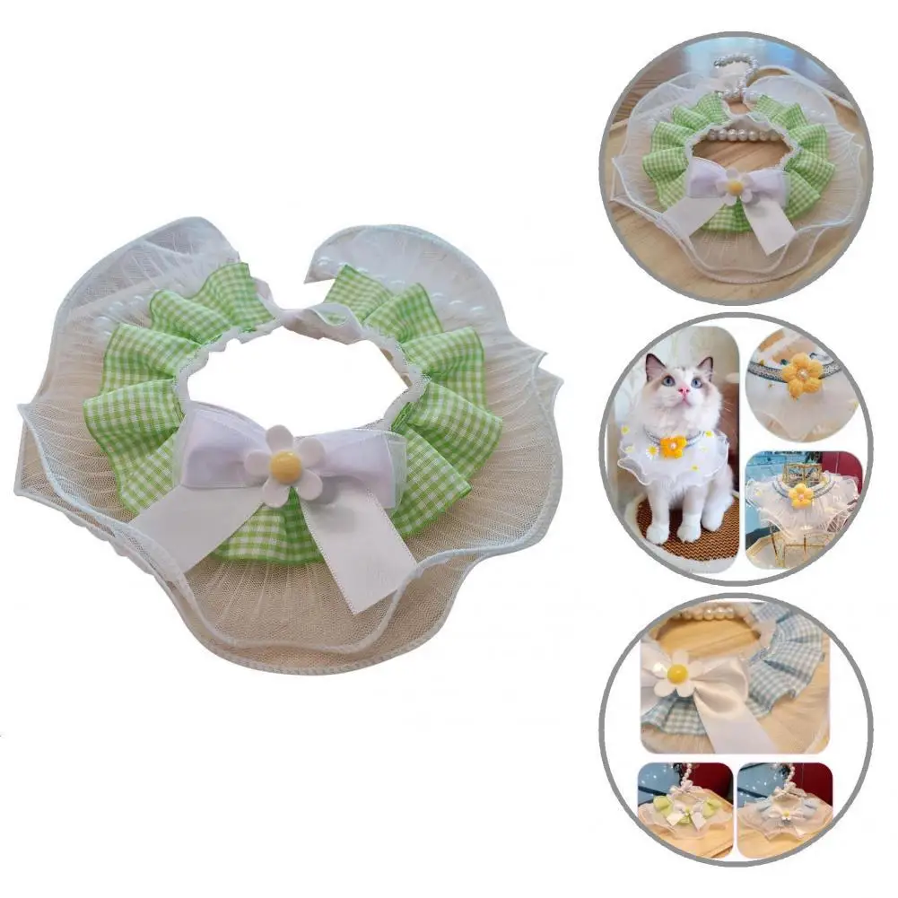 

Great Flower Ornament Washable Pet Collar Bib Lovely Cat Necklace Saliva Bib Pet Supplies for Daily Wear Cat Bib