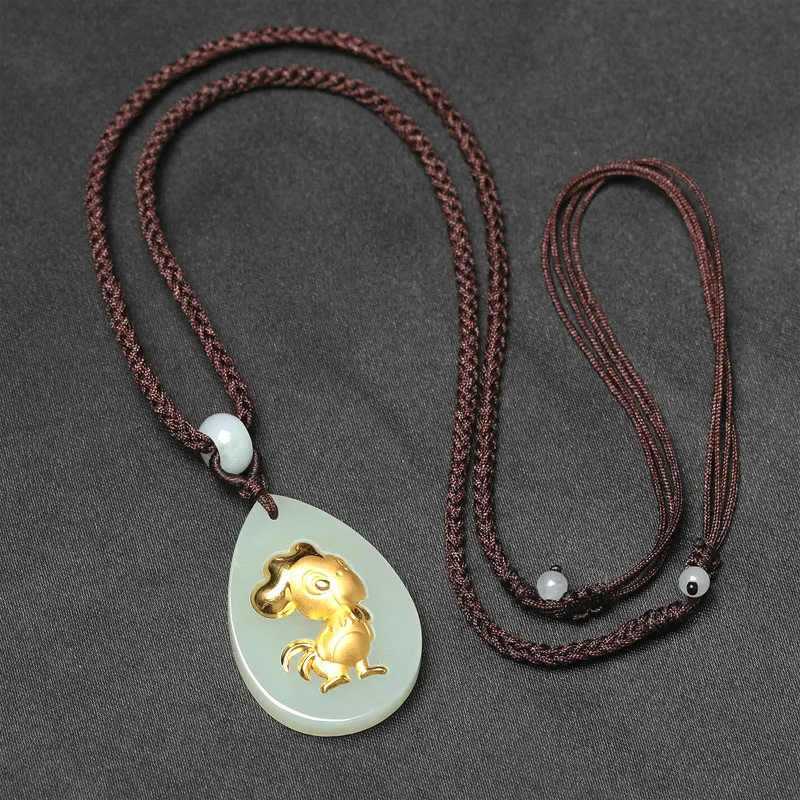 Натуральный китайский кулон из белого нефрита Hetian мозаика в виде курицы со