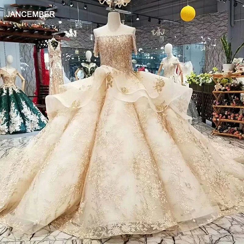 LS21411 королевское золотое кружево блестящее вечернее платье сексуальное с плеча