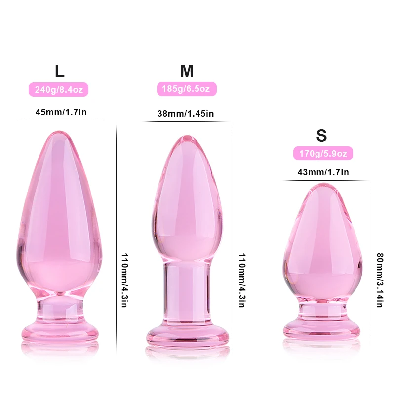 Анальная пробка из стекла кристально гладкая массажер для точки G и простаты пар