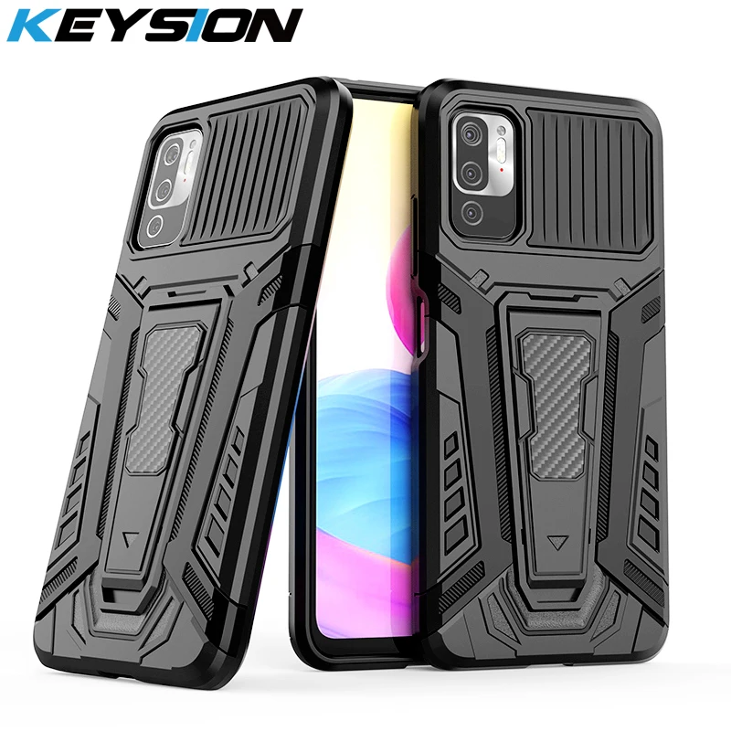 

KEYSION Shockproof Armor Case For Xiaomi POCO M3 Pro 5G X3 GT NFC F3 Stand Phone Cover for Redmi Note 10 5G 10 Pro Max 10S 9S 9T