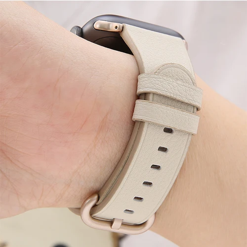 White Ремешок для Apple watch ремешок 44 мм 40 мм кожаный браслет сюрприз ремень для correa Apple iwatch 42 мм 38 мм серия 4 3 2 1 Аксессуары - Цвет ремешка: White