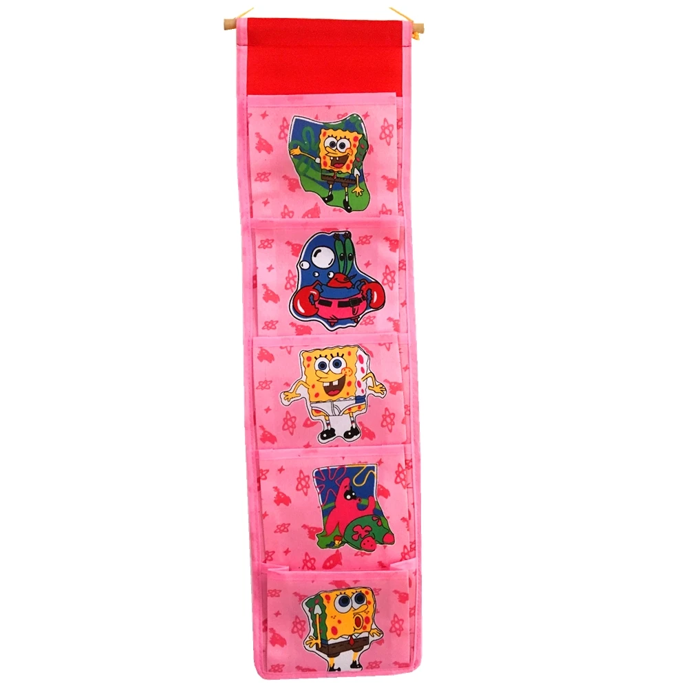 Pink SpongeBob Теперь Подарочный крючок мультфильм настенный подвесной для хранения сумка модная игрушка органайзер для макияжа 5 карманов Висячие Сумки для хранения двери ванной - Цвет: Pink SpongeBob