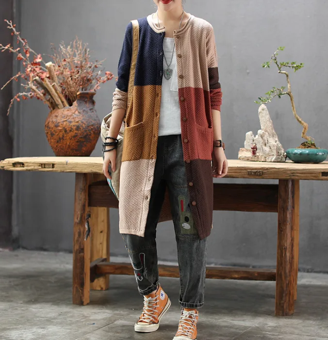 Женский свитер вязаный кардиган осень весна 2020 тонкое однобортное свободное