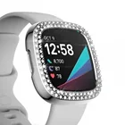 Роскошный женский бампер из поликарбоната для Fitbit Sense Versa 3 2, чехол для часов, двухрядный чехол с бриллиантами, легкий блестящий чехол, аксессуары