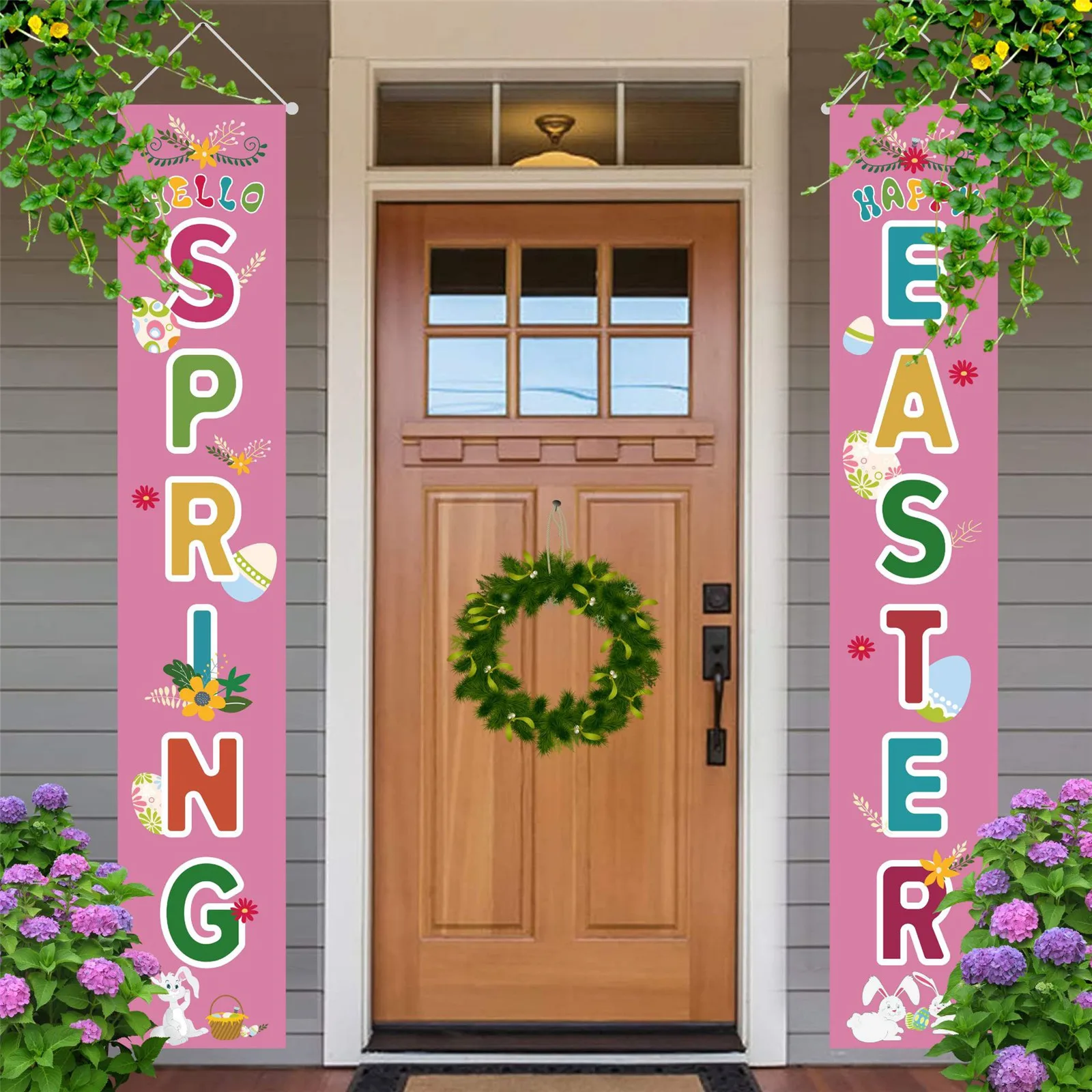 

Easter Banner Home / Shop Pink Holiday Party Outdoor Indoor Decoration Curtain