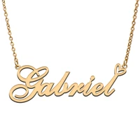 love heart gabriel name necklace for women stainless steel gold silver nameplate pendant femme mother child girls gift
