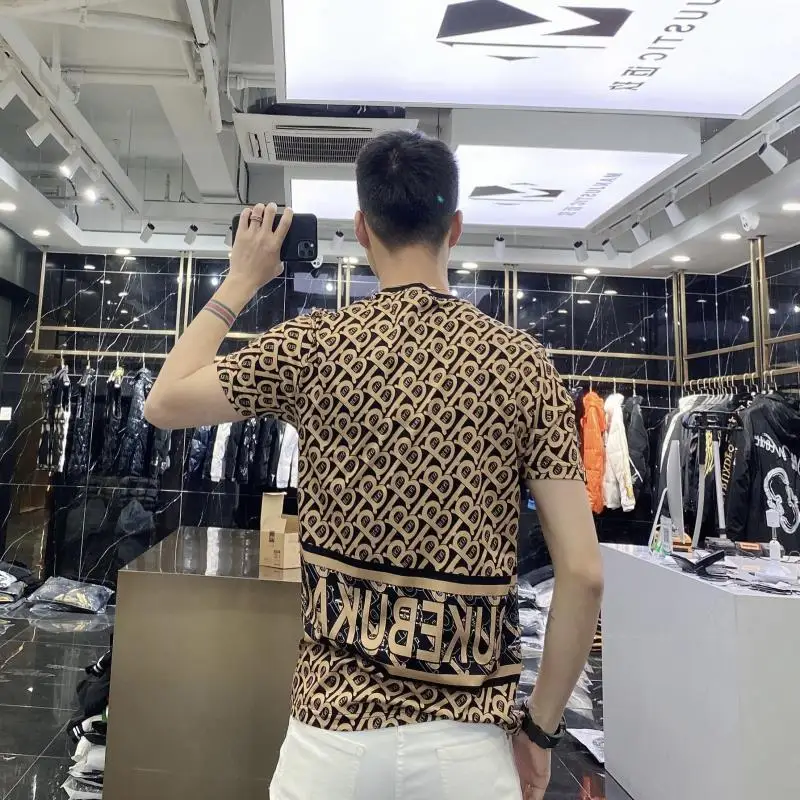

2021 Summer New Trend Personality Casual Printing Round Neck Slim Breathable All-match Short-sleeved T-shirt for Men