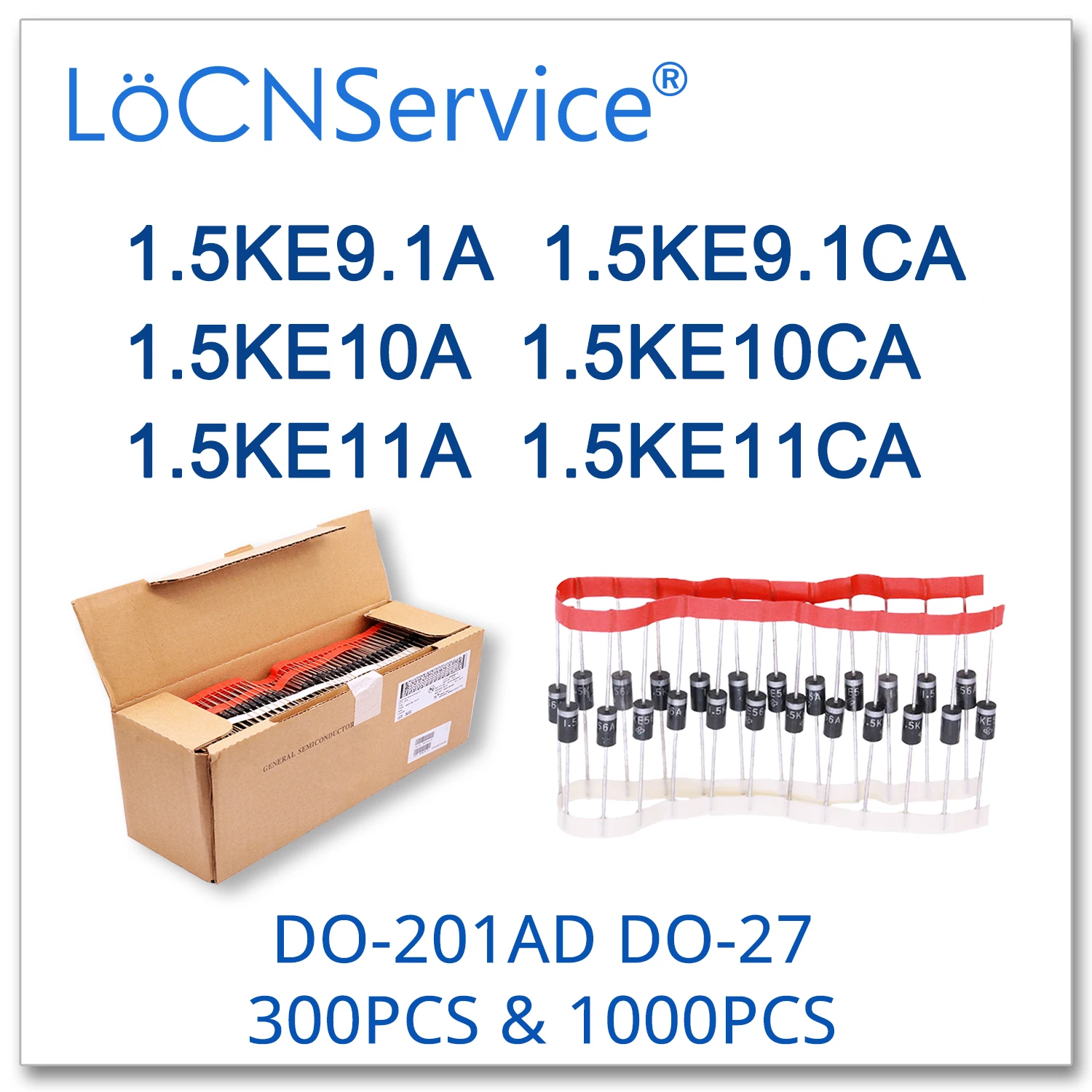

LoCNService 300 шт. 1000 1.5KE9.1A 1.5KE9.1CA 1.5KE10A 1.5KE10CA 1.5KE11A 1.5KE11CA DO-201AD UNI BI DIP Высокое качество 1.5KE