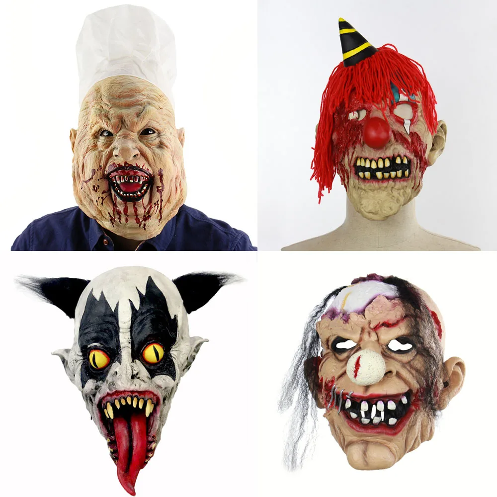 Маска на Хэллоуин для взрослых латексная маска все лицо страшный костюм клоуна