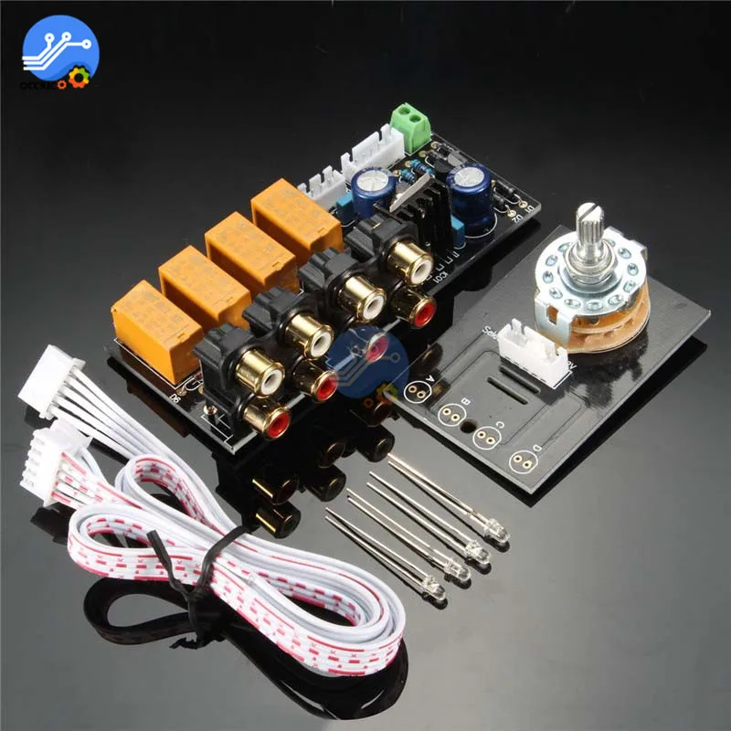 Audio Input Signal Selector Relay Board 4 CH Signal Switching RCA for Amplifiers Speaker