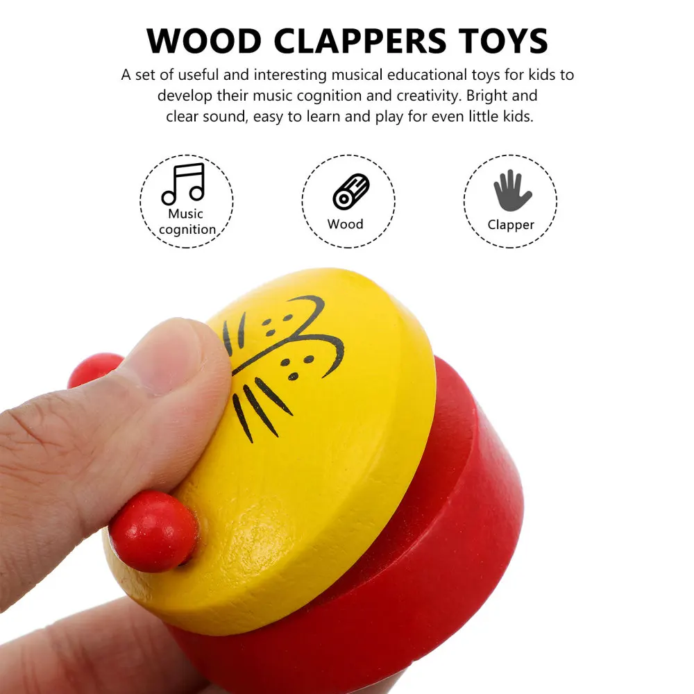 

6pcs Practical Early Education Castanet Cartoon Wooden for Kids