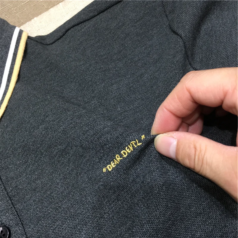 

Spot Men's Clothing 2021 Summer Clothing New Gray Fashion Korean Slim Embroidered Polo Shirt