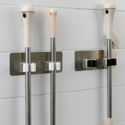 

Kitchen Tool Broom Broomstick Mop Storage Rack Brush Hanger Wall Mounted Mops Organizer Holder Maximum Load Bearing 5KG 1 Pc