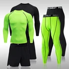 Компрессионное мужское длинное нижнее белье, костюм, теплые колготки первого слоя, комплект из 3 предметов, мужские джоггеры, тренировочный спортивный костюм для спортзала и фитнеса