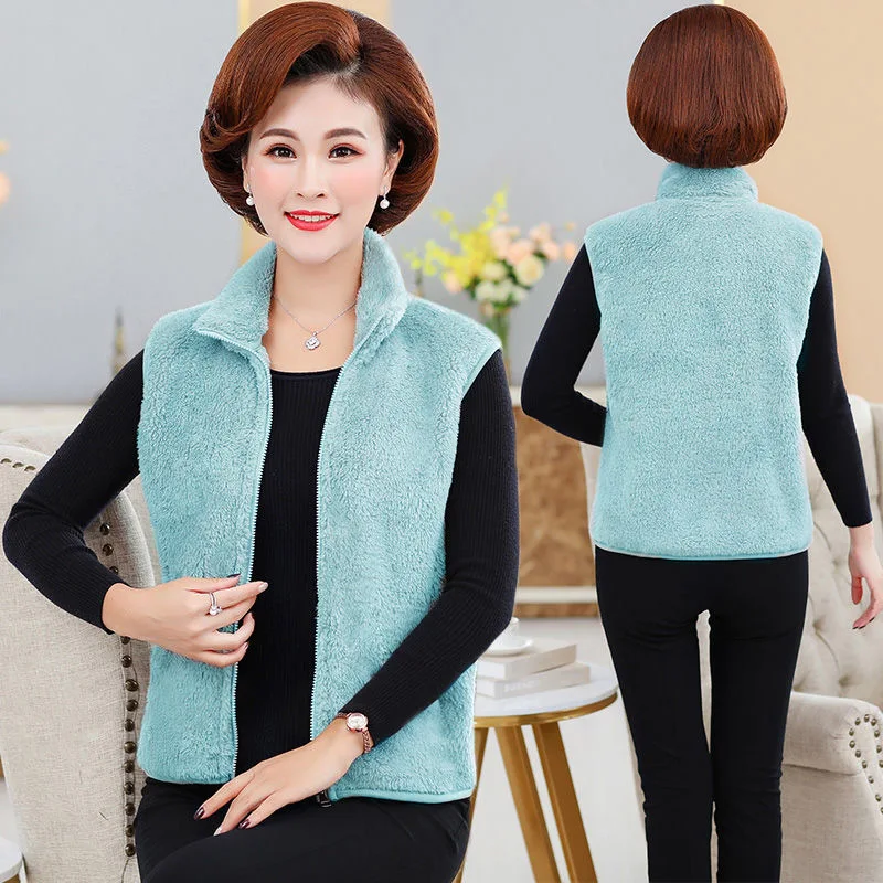 

New Fleece Women Vests Autumn Winter Korean Plus size Sleeveless Jackets Ladies Fashion Zipper Casual Waistcoat Female plus 4XL