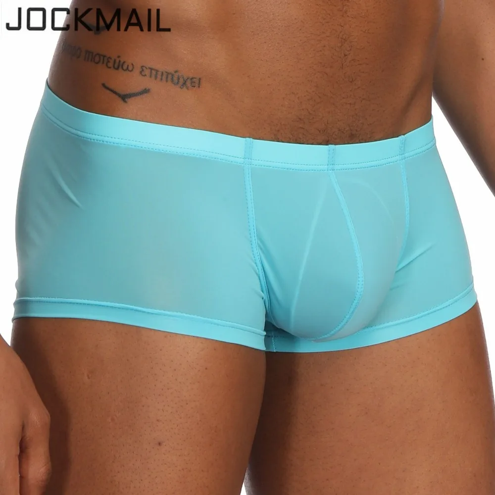 Jockmail, сексуальное мужское нижнее белье, боксеры, шорты, ледяной шелк, u-образный выпуклый мешочек, мужские трусы, cueca, боксеры, homme, слипы, Гей Нижнее белье