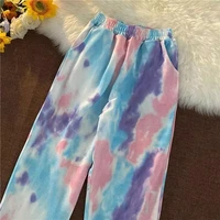 gradient graffiti wide leg pants women high waist 2021 new loose y2k student straight casual sports womens pants trouser suits