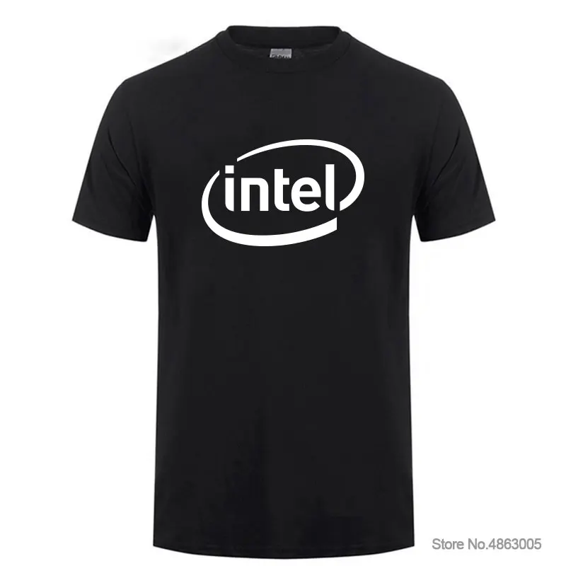 Летняя хлопковая Футболка IT Fans с коротким рукавом Intel футболка круглым вырезом |