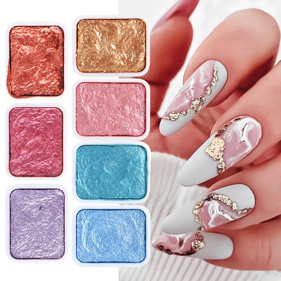 

Blooming Paints Watercolor Powder For Nails Abstract Nail Art Pigment Magic Pearl Chrome Polish Manicure Glitter BE005-2