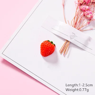20pcs strawberry 20pcs Flat Back Fruits Resin Watermelon Pineapple Cute Resins DIY Jewelry Hair Bows Clips Accessories Resin Cabochons Decoration - Цвет: 20pcs strawberry