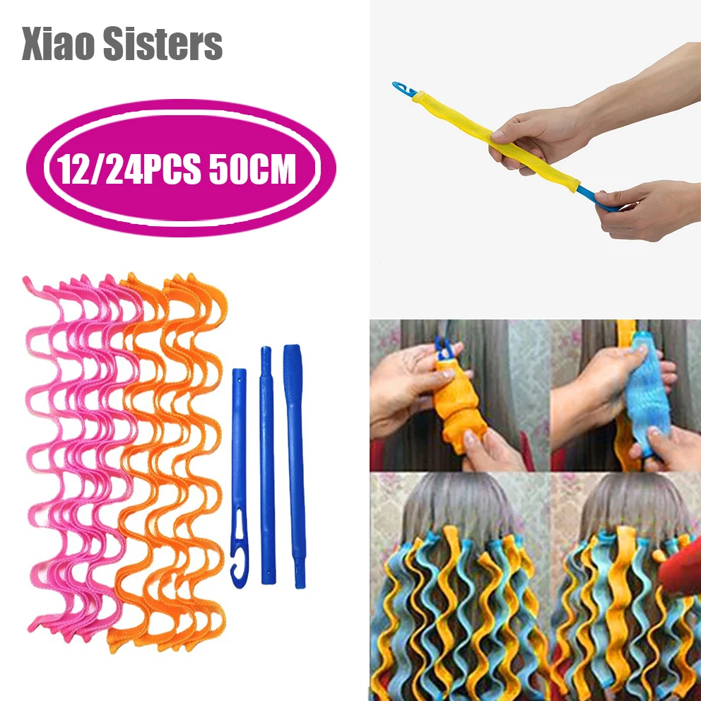 

12/24PCS 50cm DIY Magic Hair Curler Portable Hairstyle Roller Sticks Beauty Makeup Curling Rollers Hair Styling Tools Women