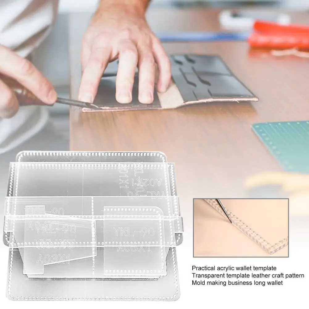 

Acrylic Wallet Template Transparent Practical Leather Craft Pattern Model for Making Business Long Wallet