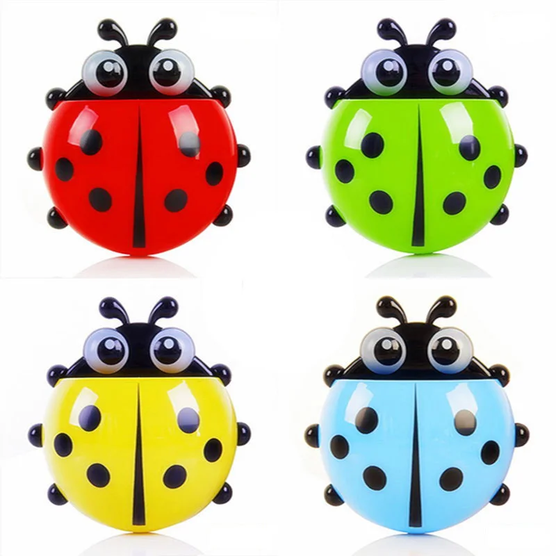 

1PC Cartoon Bathroom Toothpaste Organizer Ladybug Toothbrush Holder Animal Wall Suction Paste Holder Rack Container Accessories