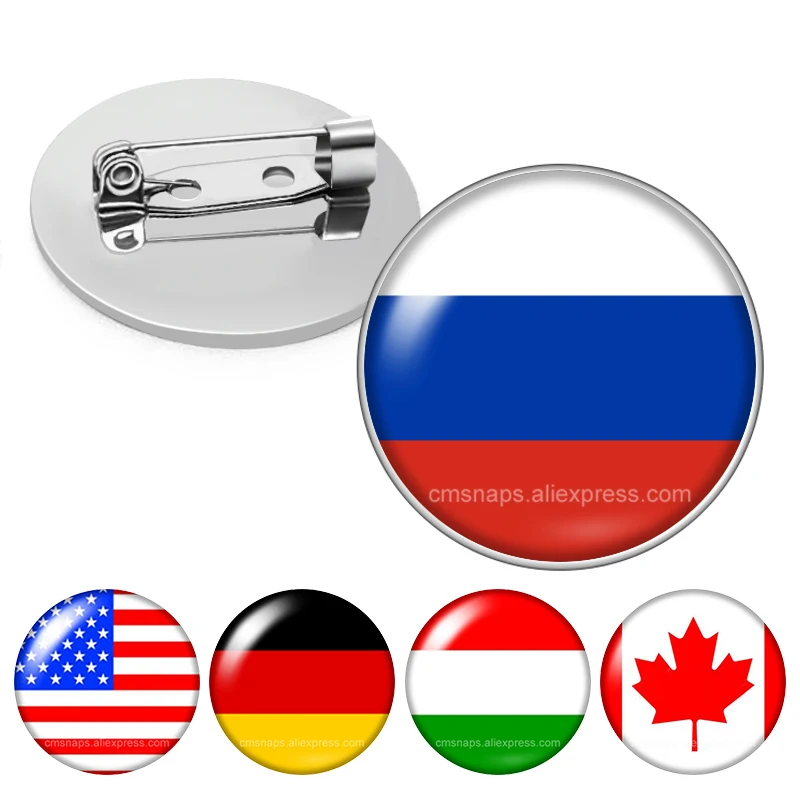 Новый Национальный Флаг Россия La France US Deutschland Канада стеклянная брошь из кабошона