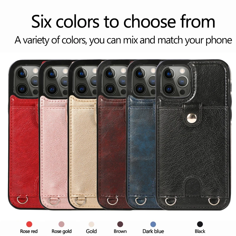 

Retro multi-function leather case For iPhone 11 12 Pro Max Mini 8 7 6 Plus x xr xs Max phone case card holder protective cover