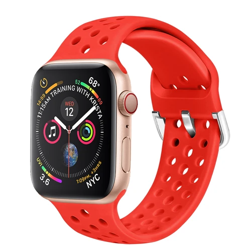 Red Силиконовый ремешок для apple watch 4 band 44 мм 40 мм iWatch band 42 мм 38 мм спортивный браслет correa apple watch 4 3 2 1 Аксессуары - Цвет ремешка: Red