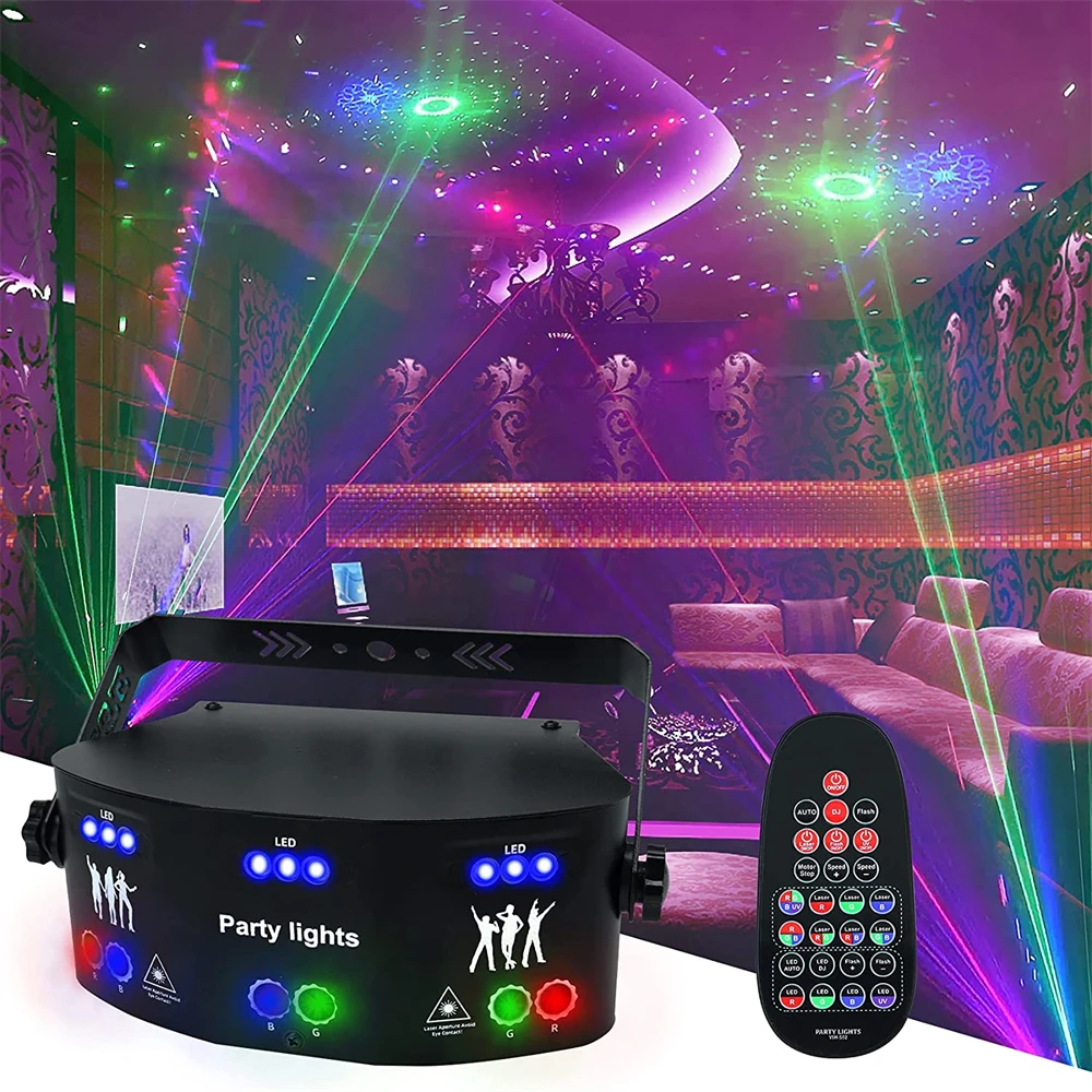 9-eyes 15-eyes RGB Party Laser Light DMX512 Strobe Disco Stage Effect Lamp for Wedding Christmas Holiday Indoor Outdoor Decor