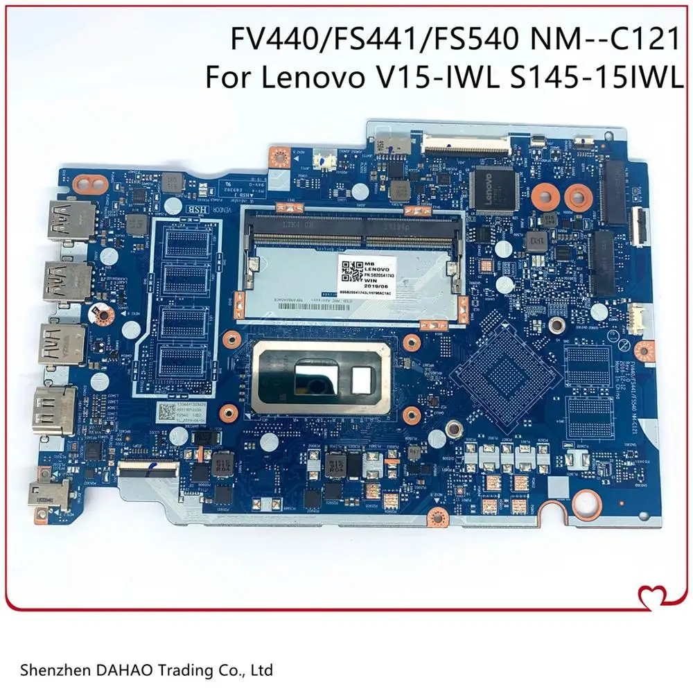 For Lenovo Ideapad S145-15IWL V15-IWL Laptop motherboard FV440 FS441 FS540 NM-C121 5020S41743 5B20S41746 With 4205U/5405U Tested |