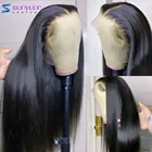 Прямые парики из человеческих волос 13X6, 30 дюймов, 13X4 HD, бразильские предварительно выщипанные передние парики на сетке, плотность 180