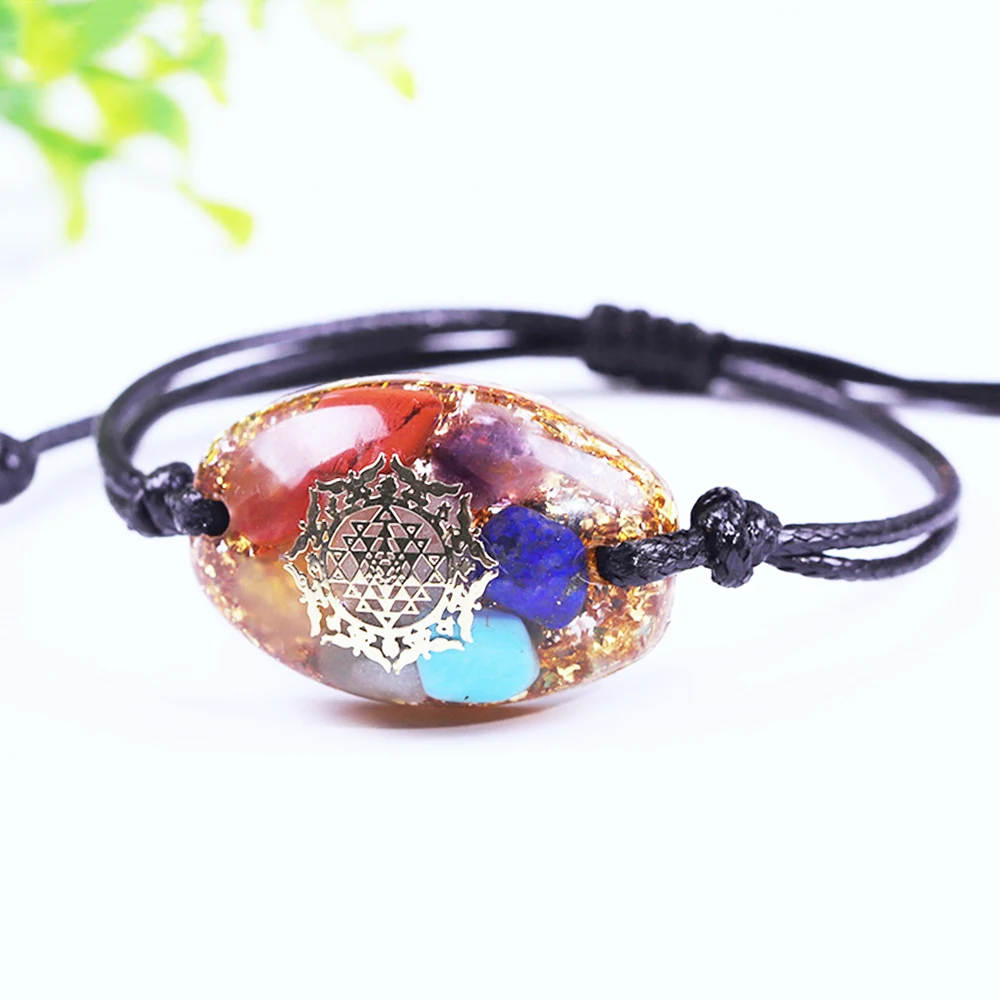 

Orgone 7 Chakra Bracelet Natural Crystal Reiki Healing Energy Generator Emf Radiation Protection Orgonite Bracelets For Women