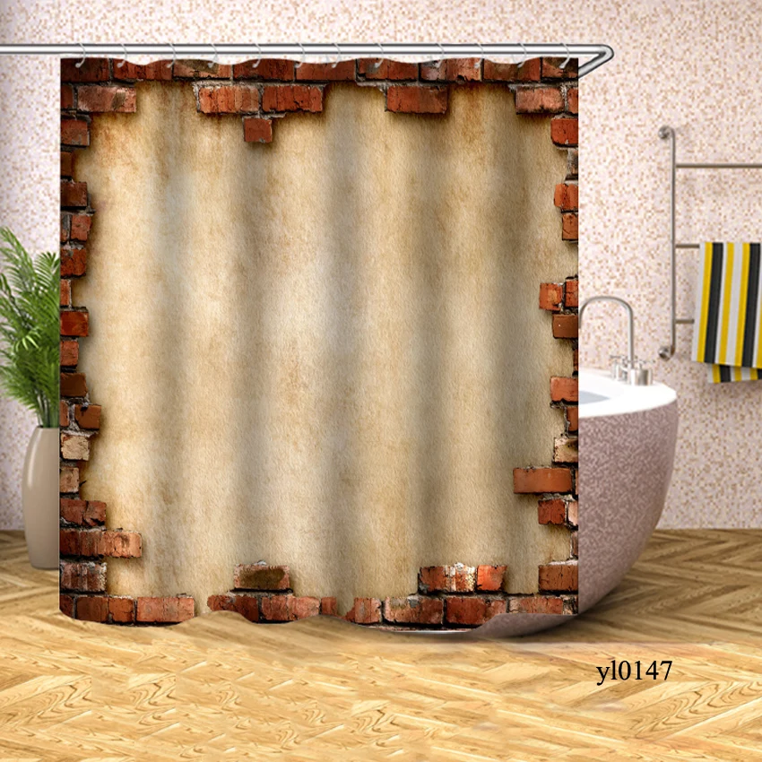 Pattern 4 3D занавеска для душа в ванную, Деревянный Рисунок кирпича, водонепроницаемая занавеска для ванной, занавеска для ванны, крышка для купания, большой широкий 12 крючков - Цвет: Pattern 4