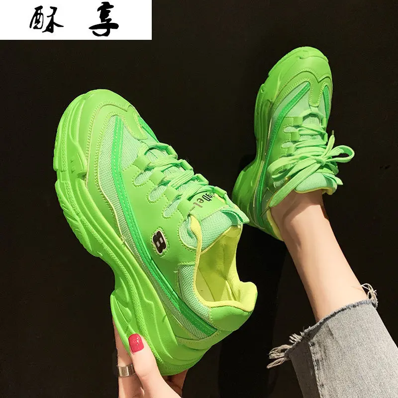 

2021 Fashion Women's Shoes Women's Mesh Breathable Sneakers Comfortable Lace-up Casual Shoes Spring New Walking Platform Shoes