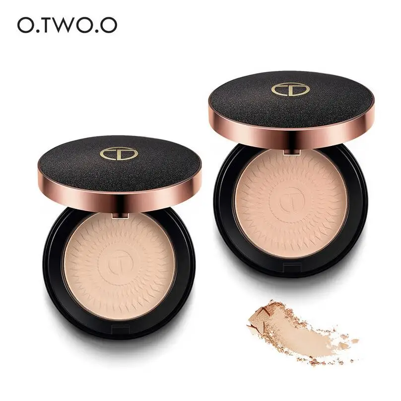 

O.TWO.O Natural Face Powder Mineral Foundations Oil-control Brighten Concealer Whitening Make Up Pressed Powder With Puff T1495