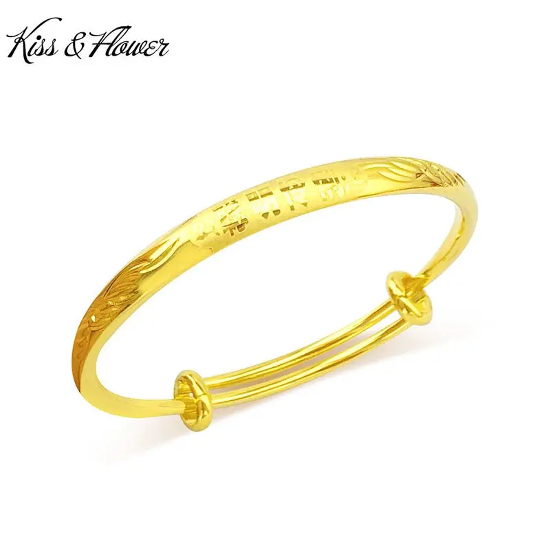 

KISS&FLOWER BR66 Fine Jewelry Wholesale Fashion Child Baby Birthday Gift Long-Life Clever 24KT Gold Resizable Bracelet Bangle