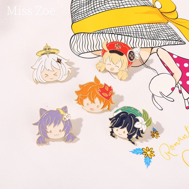 

Genshin Impact Enamel Pin Klee Paimon Wendy Prop Weapon Japanese Cartoon Brooch Game Lapel Badges Inspiration Jewelry Fans Women