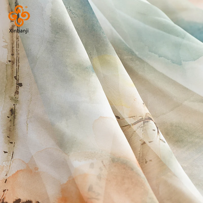 Шифоновый Тонкий цветочный зеленый тканевый шарф для платья с классическим