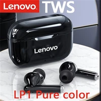 tws earphones pure color lenovo lp1 bluetooth 5 0 earbuds wireless charging box 9d stereo sports waterproof headsets microphone