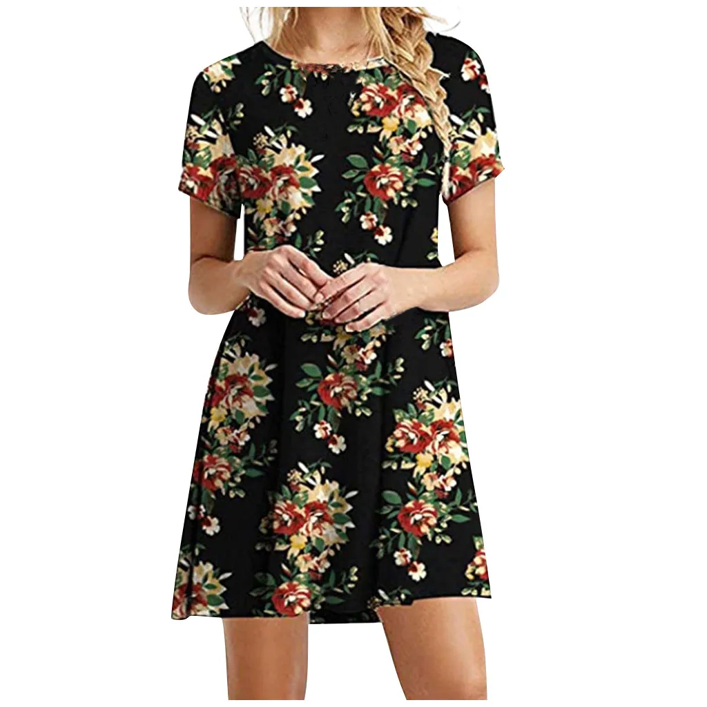 Женская футболка с коротким рукавом и круглым воротником принтом летняя