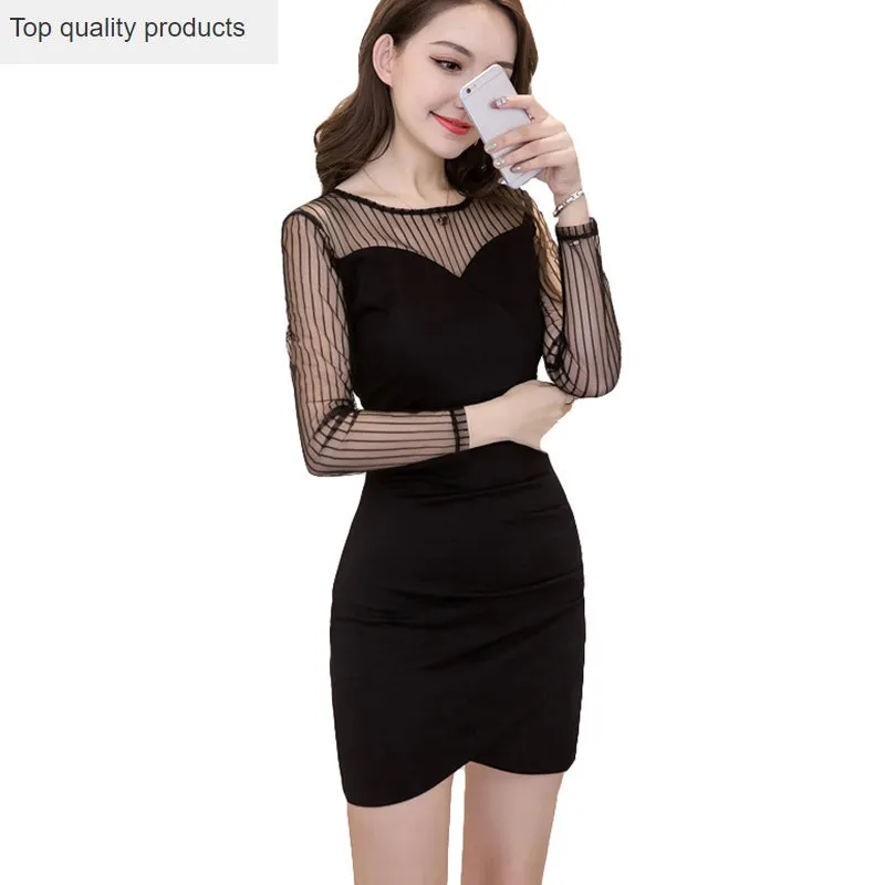 Сексуальное женское платье осень 2020 Сетчатое черное вечерние Клубная одежда